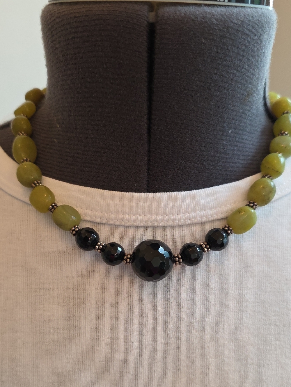 Jade & Onyx Beaded Boho-chic Festival Necklace & Matching Earring Set
